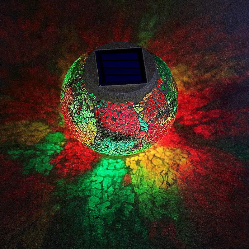 Starryfill Color Changing Mosaic Solar Lights Multicolor Glass Globe LED Light Outdoor and Indoor Waterproof Table Lamps for Garden Pati Party Yard Decorations - Image 3